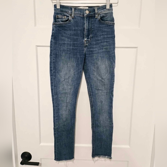 Reformation Harper high rise raw hem Destin wash skinny jeans size 23 - Picture 2 of 11